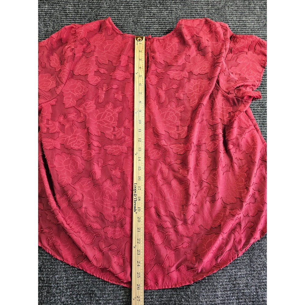 Torrid Blouse Top Womens 2 Maroon Sheer Floral Lace Overlay Keyhole Back Party - Picture 12 of 15